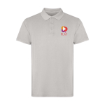 Unisex-Polo kurzarm mit gewaschenem Finish 200 g/m² Roly Cobain farbe grau Ansicht mit Siebdruck