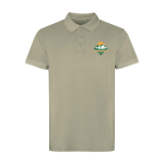 Unisex-Polo kurzarm mit gewaschenem Finish 200 g/m² Roly Cobain farbe khaki Ansicht mit Siebdruck