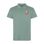 Unisex-Polo kurzarm mit gewaschenem Finish 200 g/m² Roly Cobain farbe dunkelgrün Ansicht mit Siebdruck