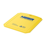 Eiskratzer rechteckig aus recyceltem Kunststoff farbe gelb Ansicht mit Siebdruck