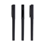 Recycelter Rollerpen mit gummierter Oberfläche & weichem Schreibgefühl farbe schwarz