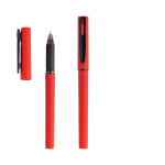 Recycelter Rollerpen mit gummierter Oberfläche & weichem Schreibgefühl farbe rot