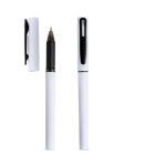 Recycelter Rollerpen mit gummierter Oberfläche & weichem Schreibgefühl farbe weiß