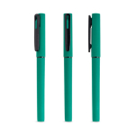Recycelter Rollerpen mit gummierter Oberfläche & weichem Schreibgefühl farbe grün
