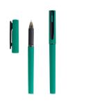 Recycelter Rollerpen mit gummierter Oberfläche & weichem Schreibgefühl farbe grün