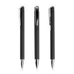 Aluminium Kugelschreiber mit Druckmechanik und silbernen Details farbe schwarz