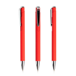 Aluminium Kugelschreiber mit Druckmechanik und silbernen Details farbe rot