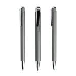 Aluminium Kugelschreiber mit Druckmechanik und silbernen Details farbe dunkelgrau