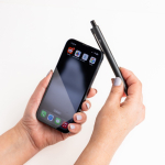 Aluminium Kugelschreiber mit Druckmechanik und silbernen Details