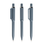 Kugelschreiber aus recyceltem ABS mit Druckmechanik, blaue Tinte farbe dunkelgrau