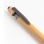 Bambus-Kugelschreiber mit Touchspitze und Metallelementen, blaue Tinte