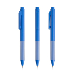 Umweltfreundlicher Kugelschreiber mit Silikongriff, schwarze Gel-Tinte farbe hellblau