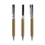 Kugelschreiber aus Edelstahl und Teeresten mit Drehmechanik farbe silber