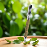 Kugelschreiber aus Edelstahl und Teeresten mit Drehmechanik