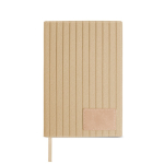 A5 Notizbuch aus strukturiertem PU mit personalisierbarem Patch farbe beige