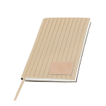 A5 Notizbuch aus strukturiertem PU mit personalisierbarem Patch farbe beige