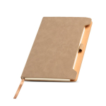 Umweltfreundliches A5 Notizbuch mit seitlicher Stifthalterung farbe beige