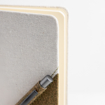 Notizbuch aus recycelter Baumwolle & Grüntee mit Kugelschreiber