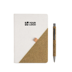 Notizbuch aus recycelter Baumwolle & Grüntee mit Kugelschreiber