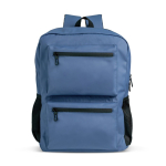 PU-Leder-Rucksack mit Fronttaschen und seitlichen Mesh-Fächern, 15,6” farbe marineblau