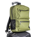 PU-Leder-Rucksack mit Fronttaschen und seitlichen Mesh-Fächern, 15,6”