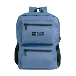 PU-Leder-Rucksack mit Fronttaschen und seitlichen Mesh-Fächern, 15,6”