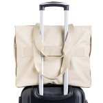 Umhängetasche aus Kunstleder mit versteckten Taschen und Trolleyband