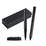 Set aus Kugelschreiber und Tintenroller aus Stahl und Aluminium farbe schwarz