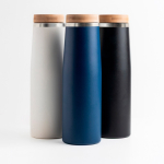 Thermoflasche aus Edelstahl mit Bambusdeckel, 550 ml