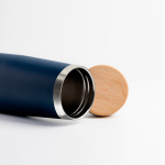 Thermoflasche aus Edelstahl mit Bambusdeckel, 550 ml