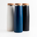 Thermoflasche aus Edelstahl mit Bambusdeckel, 550 ml