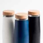 Thermoflasche aus Edelstahl mit Bambusdeckel, 550 ml