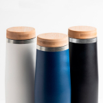 Thermoflasche aus Edelstahl mit Bambusdeckel, 550 ml