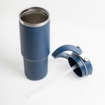 Thermobecher aus Edelstahl mit Doppeldeckel und klappbarem Griff