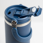 Thermobecher aus Edelstahl mit Doppeldeckel und klappbarem Griff