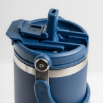 Thermobecher aus Edelstahl mit Doppeldeckel und klappbarem Griff