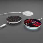 Weißes, rundes Ladegerät mit LED-Anzeige an der Basis 15 W farbe weiß sechste Ansicht