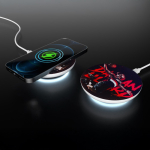 Weißes, rundes Ladegerät mit LED-Anzeige an der Basis 15 W farbe weiß siebte Ansicht