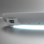 Weißes, rundes Ladegerät mit LED-Anzeige an der Basis 15 W farbe weiß achte Ansicht