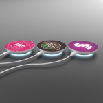 Weißes, rundes Ladegerät mit LED-Anzeige an der Basis 15 W farbe weiß neunte Ansicht