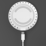 Weißes, rundes Ladegerät mit LED-Anzeige an der Basis 15 W farbe weiß