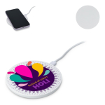 Weißes, rundes Ladegerät mit LED-Anzeige an der Basis 15 W