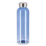 Recycelte Kunststoffflasche mit Silberdeckel 500 ml farbe blau-transparent