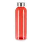 Recycelte Kunststoffflasche mit Silberdeckel 500 ml farbe rot-transparent