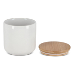 Keramikbehälter mit Bambusdeckel 550 ml farbe weiß dritte Ansicht