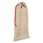 Rustikale Jute-Weintasche mit roter Kordel farbe natürliche farbe