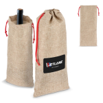 Rustikale Jute-Weintasche mit roter Kordel
