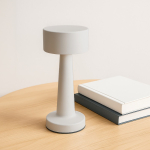 Tischlampe mit 3 Lichtmodi und Touch-Sensor an der Oberseite farbe beige vierte Ansicht