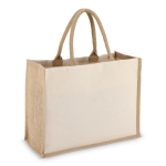 Baumwolltasche mit Jute­boden und -seiten 320 g/m² farbe beige