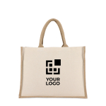 Baumwolltasche mit Jute­boden und -seiten 320 g/m² Ansicht mit Druckbereich